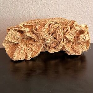 Jason Wu Straw Clutch Ruffle Floral Detail MSRP $195 Designer Bag
